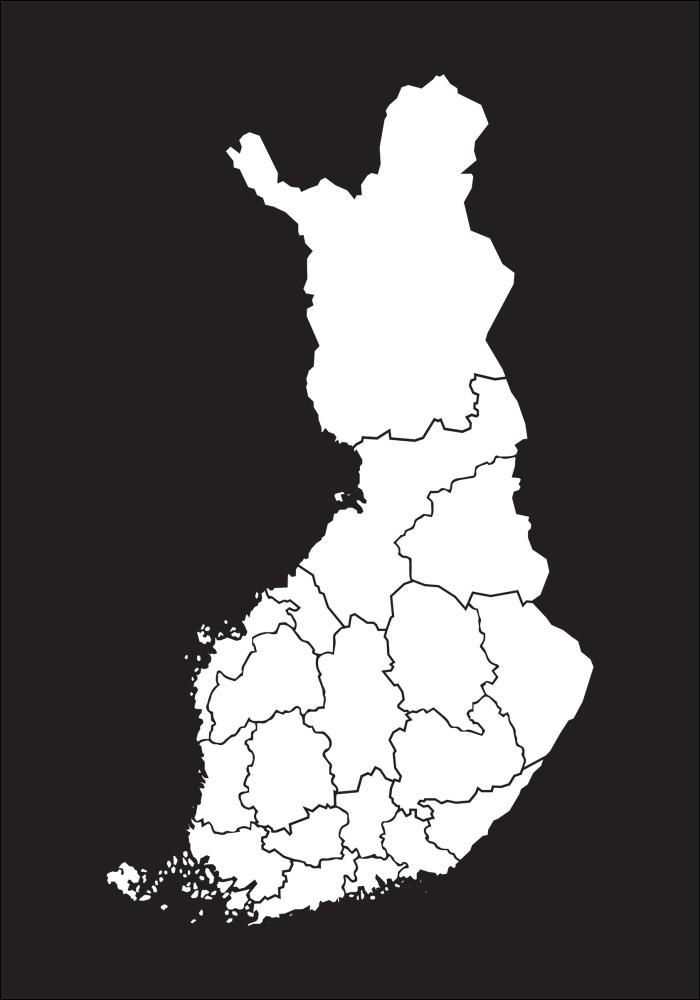 Mapa - Finland - Branco Póster