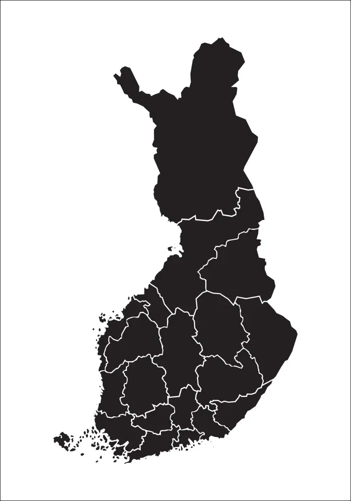 Mapa - Finland - Preto Póster