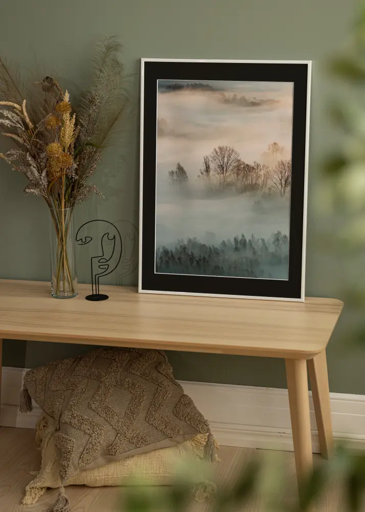 Moldura New Lifestyle Branco 50x70 cm - Passe-partout Preto 16x24 inches