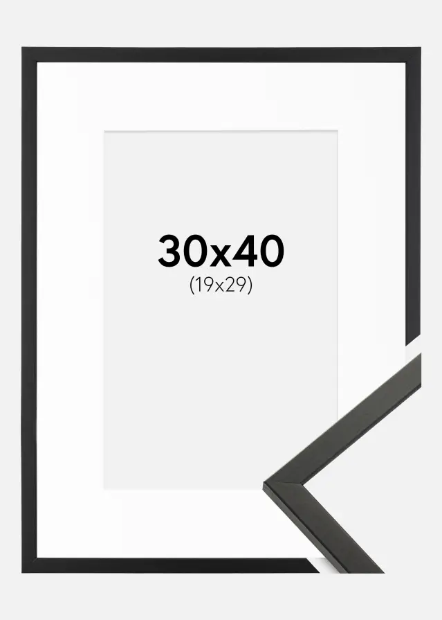 Moldura Galant Preto 30x40 cm - Passe-partout Branco 20x30 cm