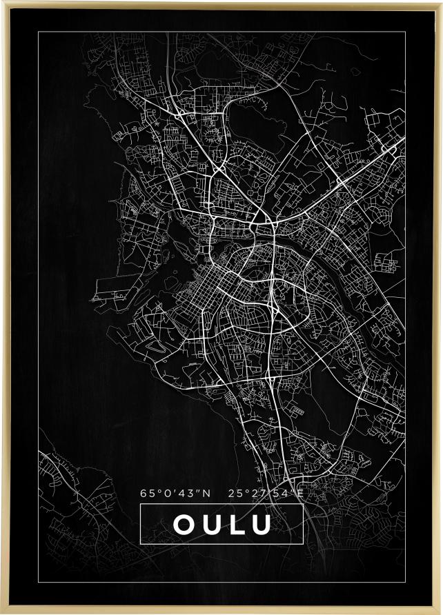 Mapa - Oulu - Cartaz Preto