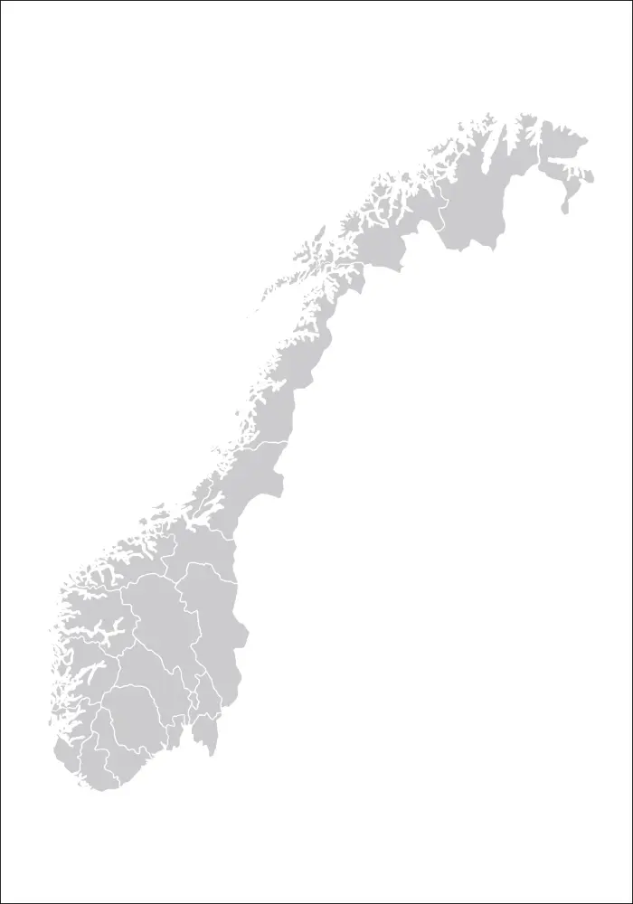 Mapa - Norge - Cinzento Póster