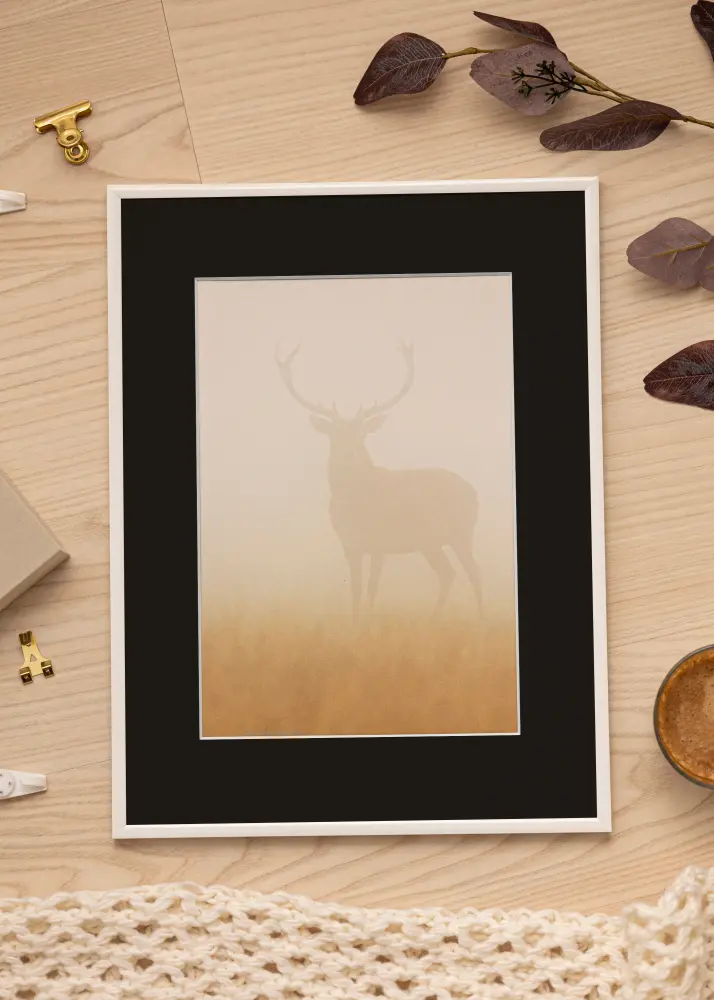 Moldura New Lifestyle Branco 50x70 cm - Passe-partout Preto 16x24 inches
