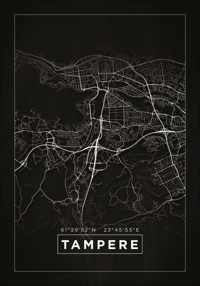 Mapa - Tampere - Cartaz Preto