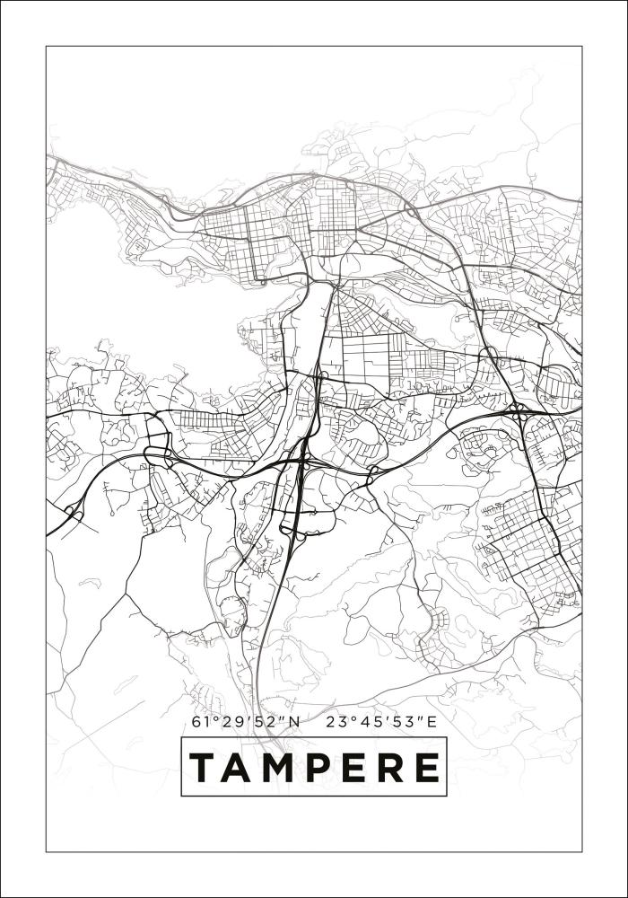 Mapa - Tampere - Cartaz Branco