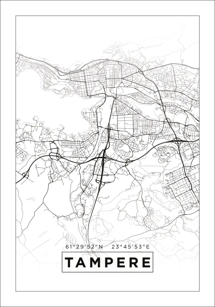 Mapa - Tampere - Cartaz Branco
