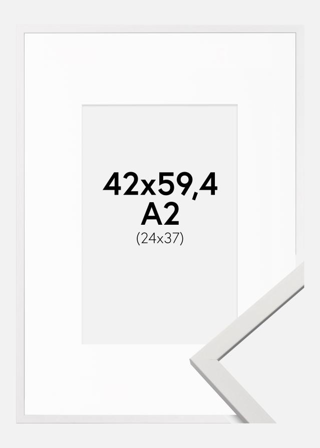 Moldura Edsbyn Branco 42x59,4 cm (A2) - Passe-partout Branco 25x38 cm