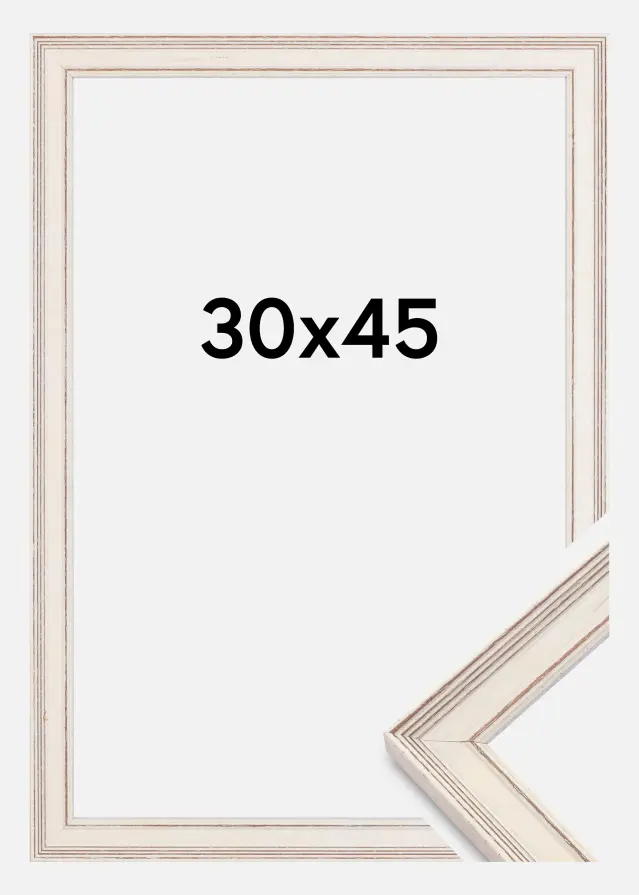 Moldura Shabby Chic Vidro acrílico Branco 30x45 cm