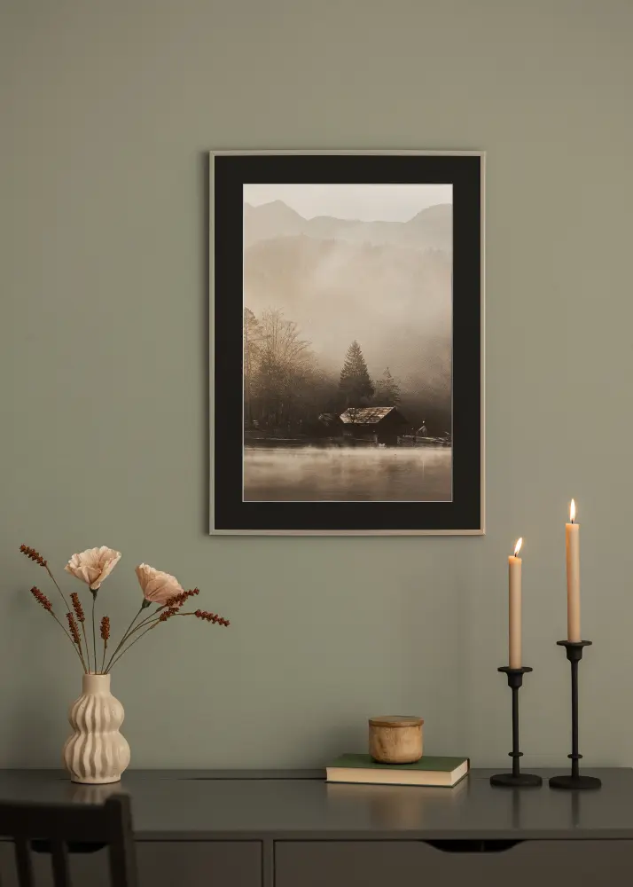 Moldura New Lifestyle Earth Grey 40x50 cm - Passe-partout Preto 30x40 cm