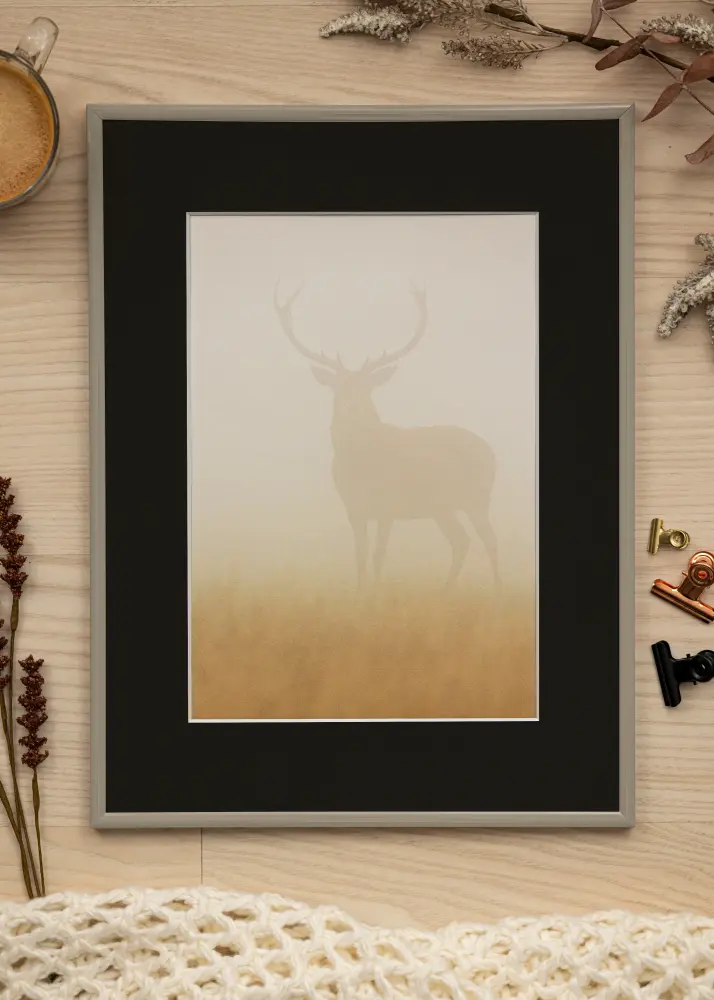 Moldura New Lifestyle Earth Grey 40x50 cm - Passe-partout Preto 30x40 cm