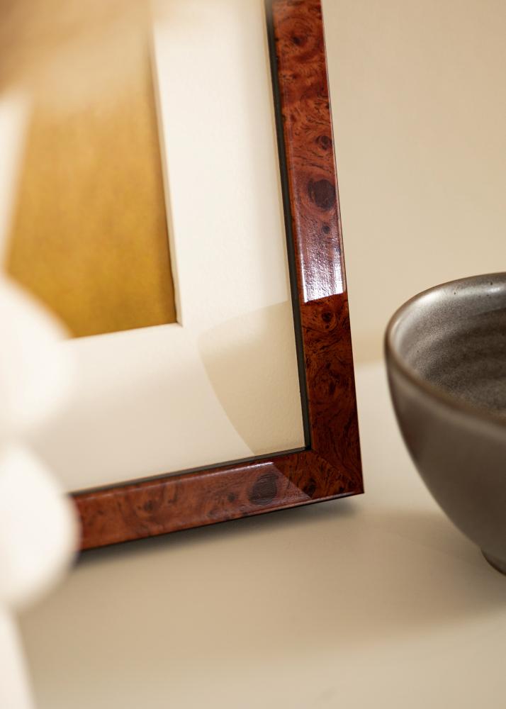 Moldura Hermes Vidro acrílico Burr Walnut 50x60 cm