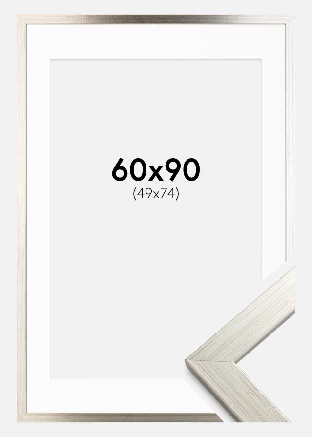 Moldura Silver Wood 60x90 cm - Passe-partout Branco 50x75 cm