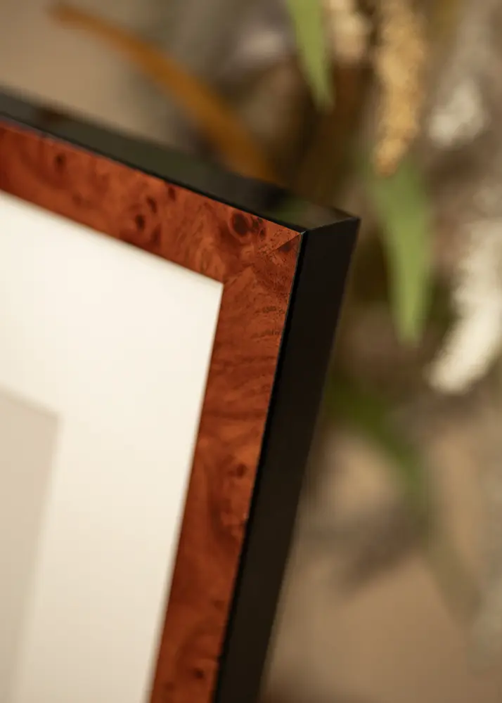 Moldura Hermes Vidro acrílico Burr Walnut 56x71 cm