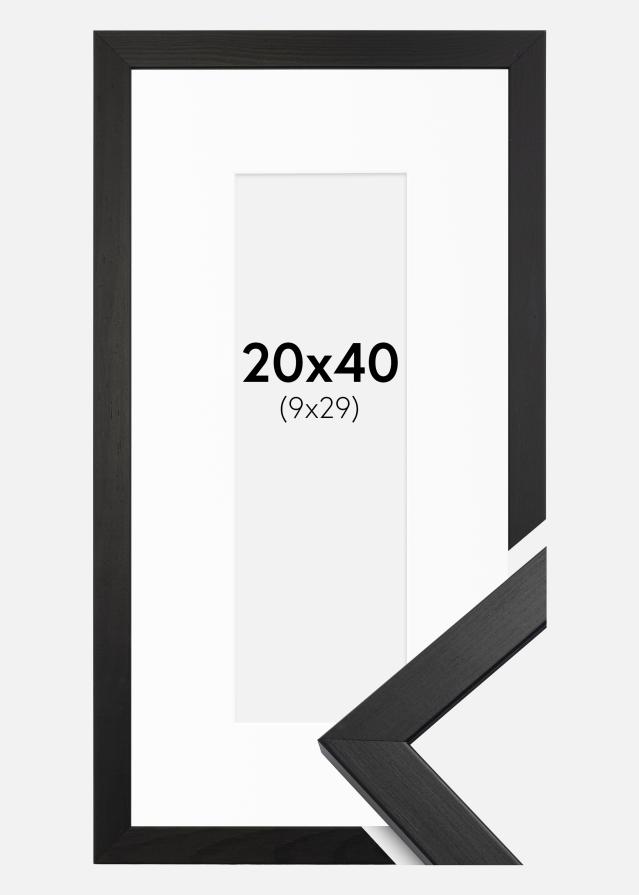 Moldura Stilren Preto 20x40 cm - Passe-partout Branco 10x30 cm