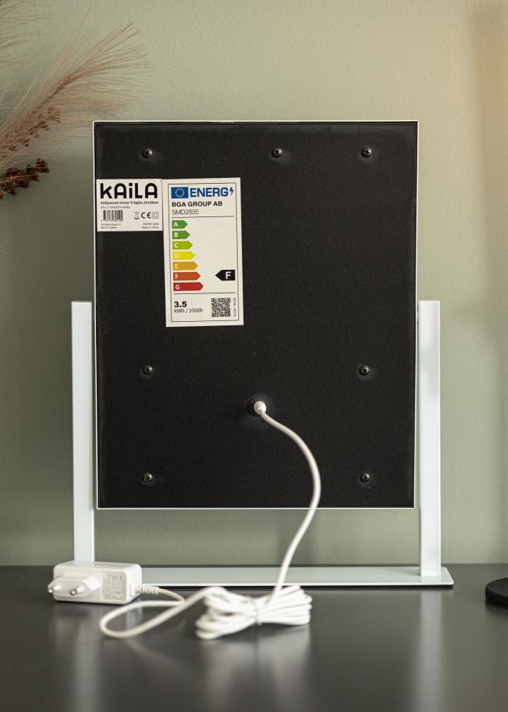 KAILA Espelho para toucador Hollywood 9 Branco 25x30 cm