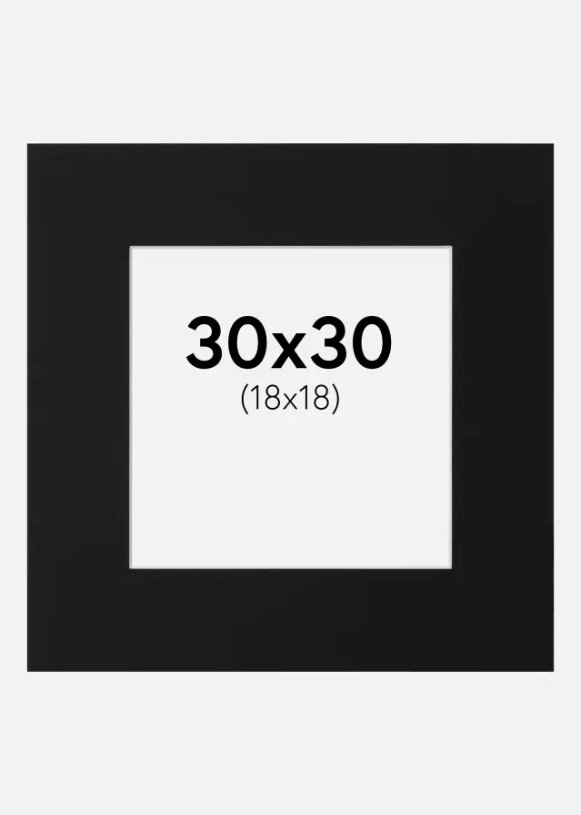 Passe-partout Preto Padrão (Bordo interior branco) 30x30 cm (18x18)
