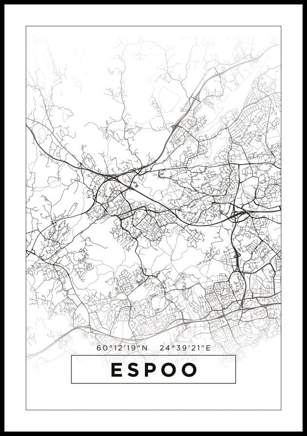 Mapa - Espoo - Cartaz Branco