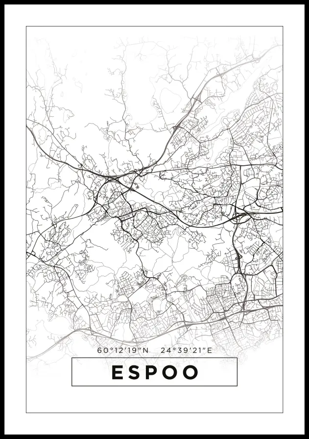 Mapa - Espoo - Cartaz Branco