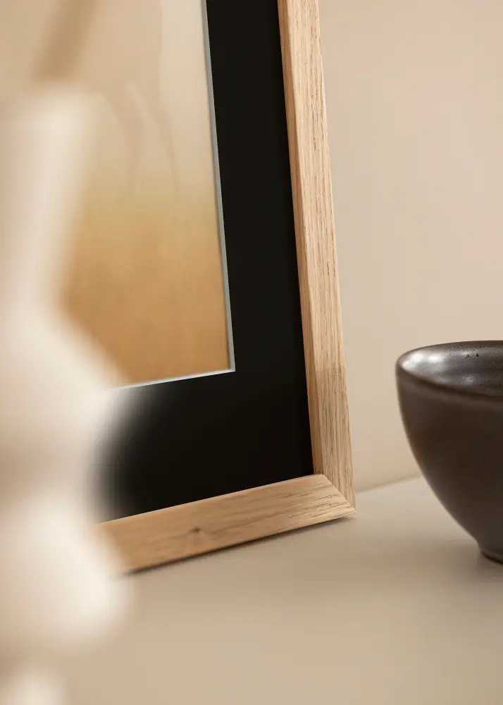 Moldura Oak Wood 13x18 cm - Passe-partout Preto 9x13 cm