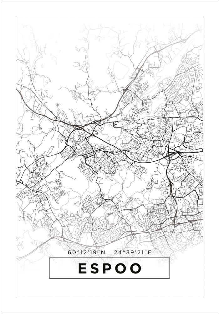 Mapa - Espoo - Cartaz Branco