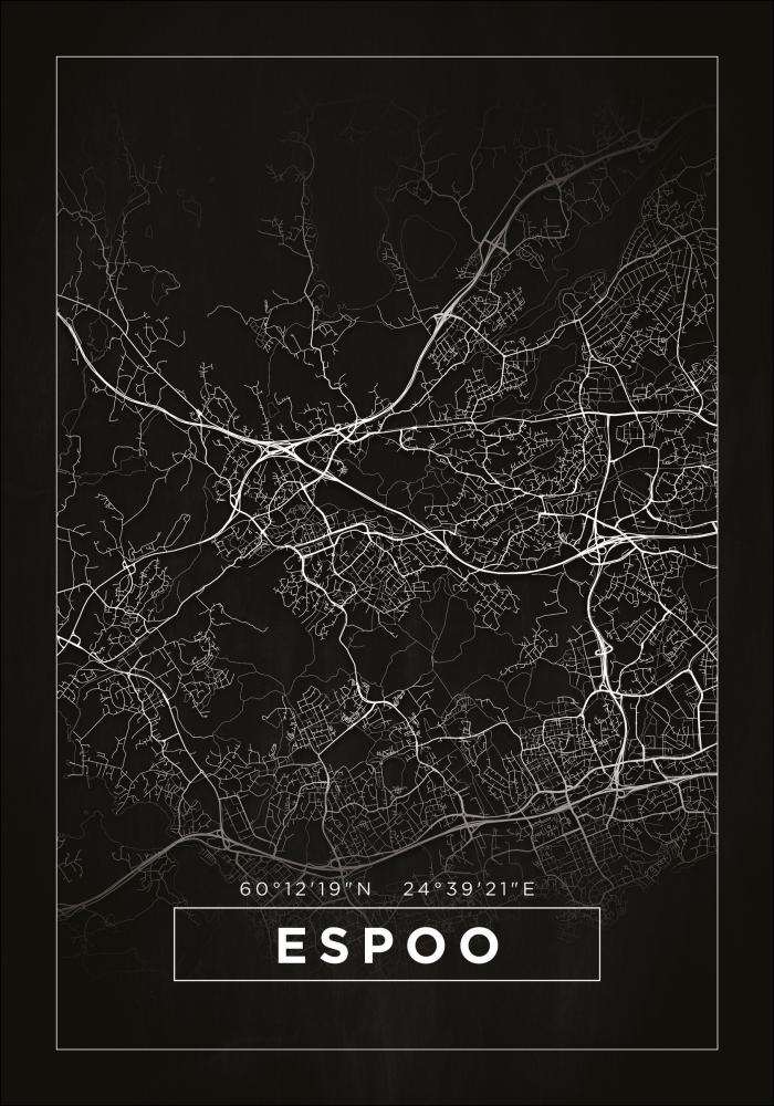 Mapa - Espoo - Cartaz Preto