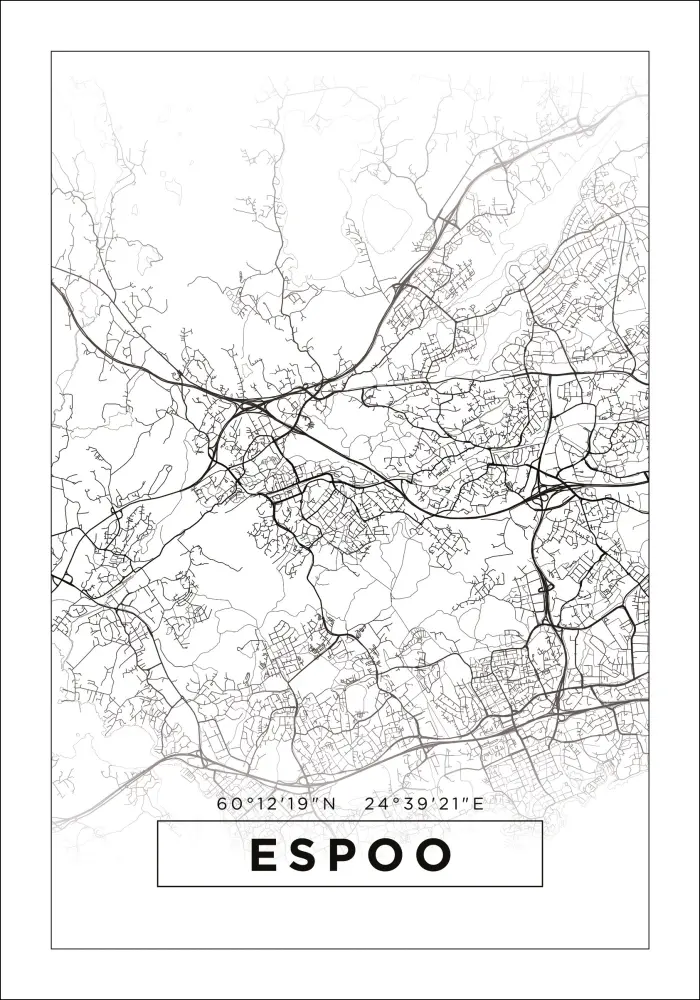 Mapa - Espoo - Cartaz Branco