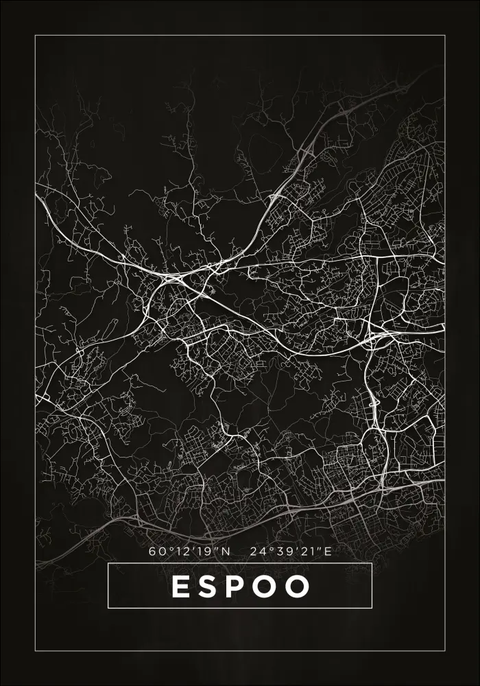 Mapa - Espoo - Cartaz Preto
