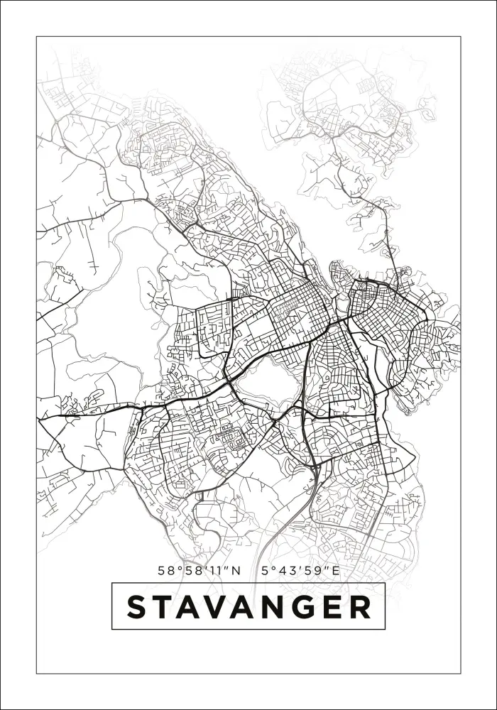 Mapa - Stavanger - Cartaz Branco