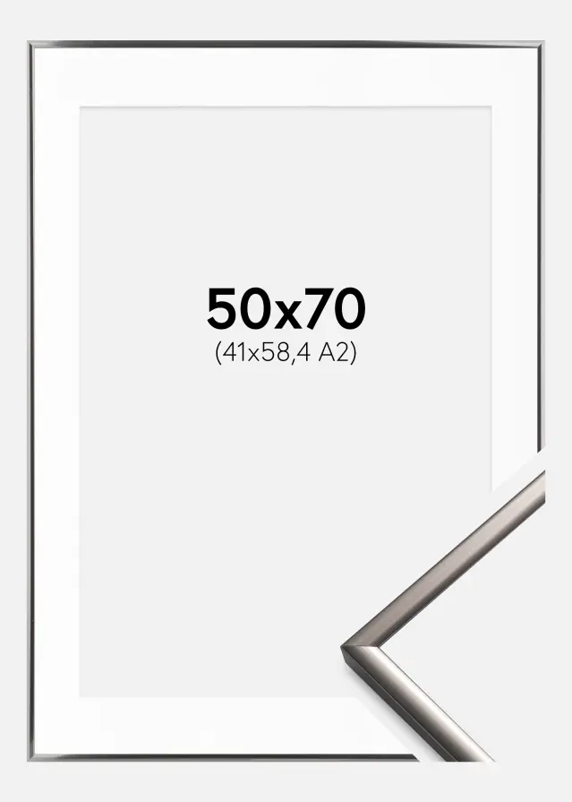 Moldura New Lifestyle Aço 50x70 cm - Passe-partout Branco 42x59,4 cm (A2)
