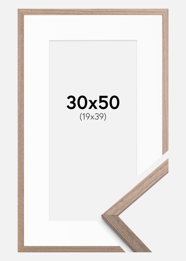 Moldura Edsbyn Nogueira-claro 30x50 cm - Passe-partout Branco 20x40 cm