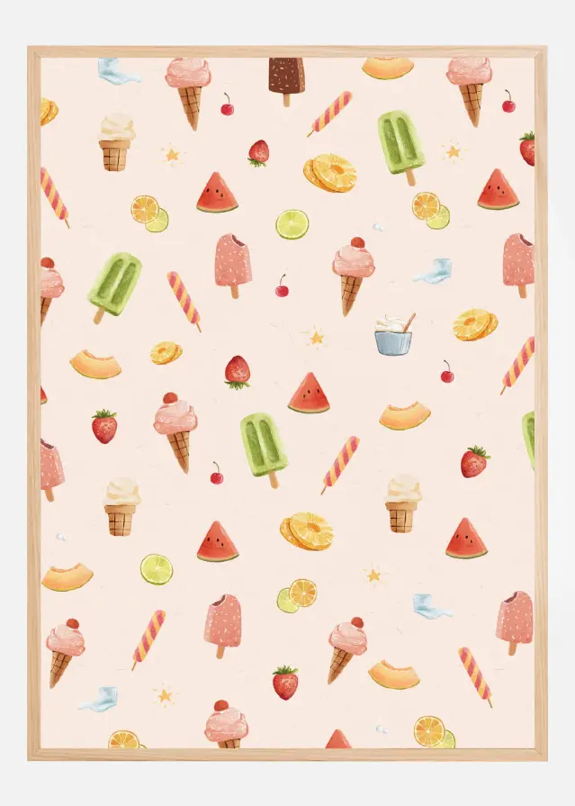 Sweet Ice Cream Pattern Póster