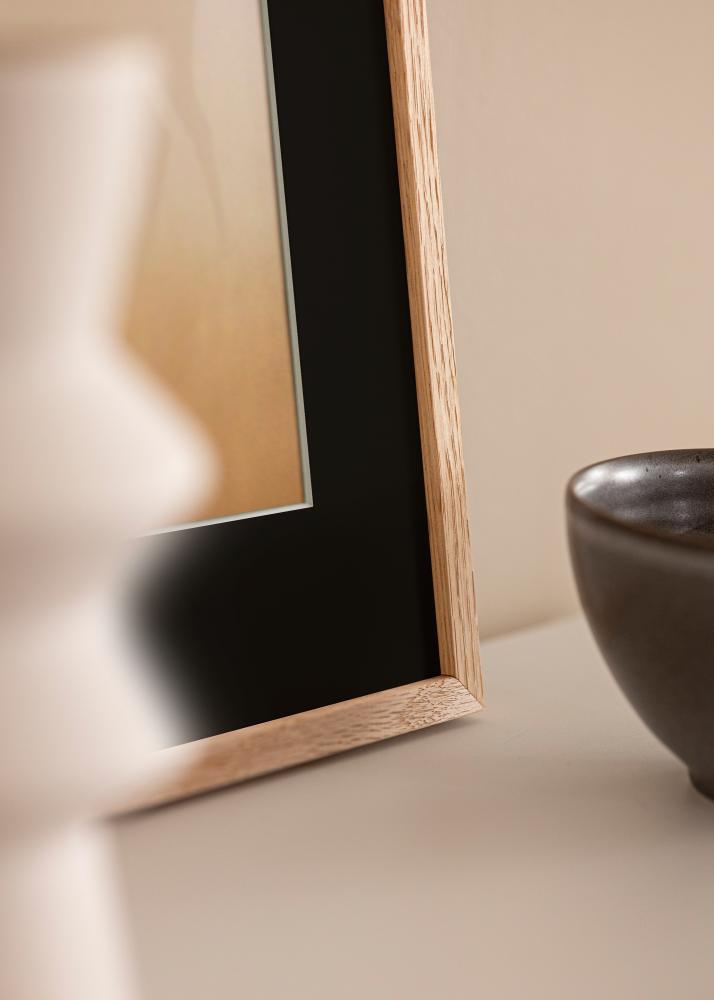 Moldura Oslo Carvalho 30x40 cm - Passe-partout Preto 21x29,7 cm (A4)