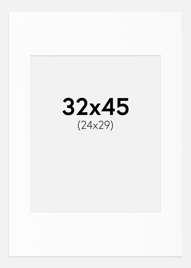 Passe-partout Branco Padrão (Bordo interior branco) 32x45 cm (24x29)