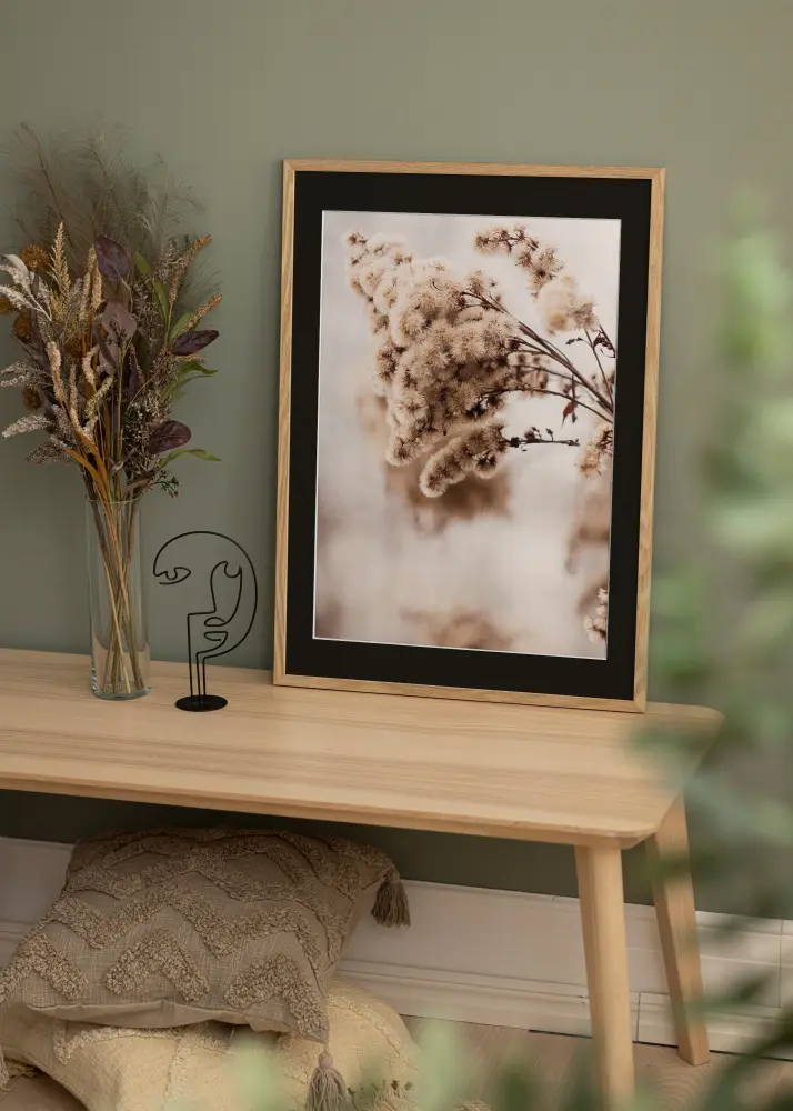 Moldura Trendy Carvalho 30x40 cm - Passe-partout Preto 21x29,7 cm (A4)