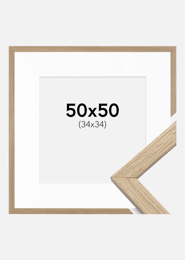 Moldura Stilren Carvalho 50x50 cm - Passe-partout Branco 35x35 cm