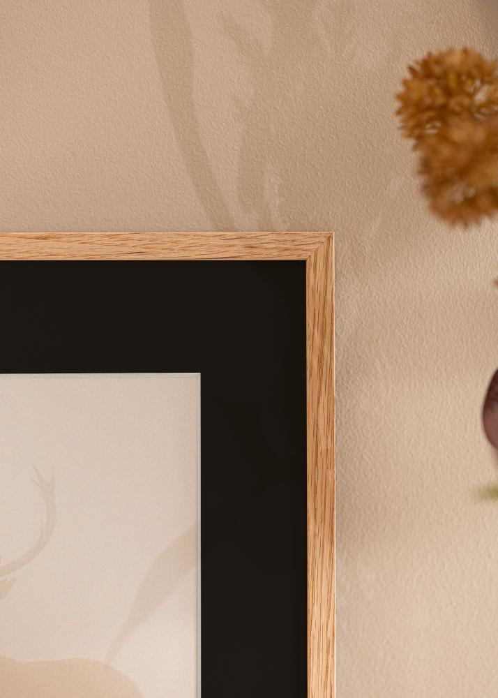 Moldura Oslo Carvalho 30x40 cm - Passe-partout Preto 21x29,7 cm (A4)