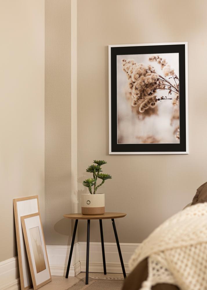 Moldura Trendy Branco 20x30 cm - Passe-partout Preto 10x20 cm