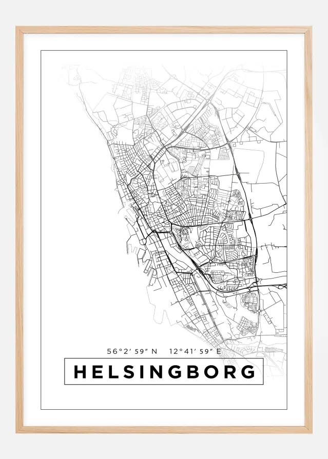 Mapa - Helsingborg - Cartaz Branco