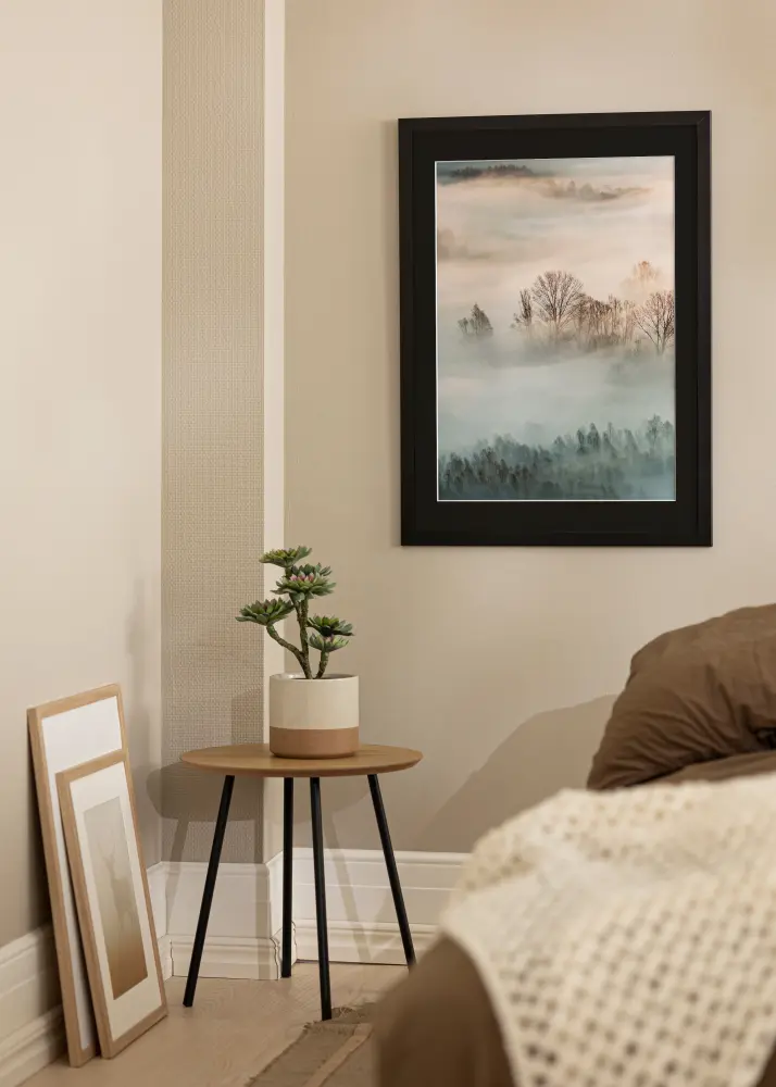 Moldura Trendline Preto 80x80 cm - Passe-partout Preto 70x70 cm