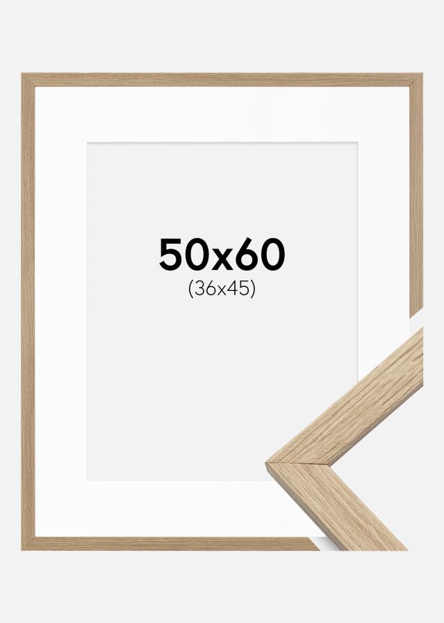 Moldura Stilren Carvalho 50x60 cm - Passe-partout Branco 37x46 cm