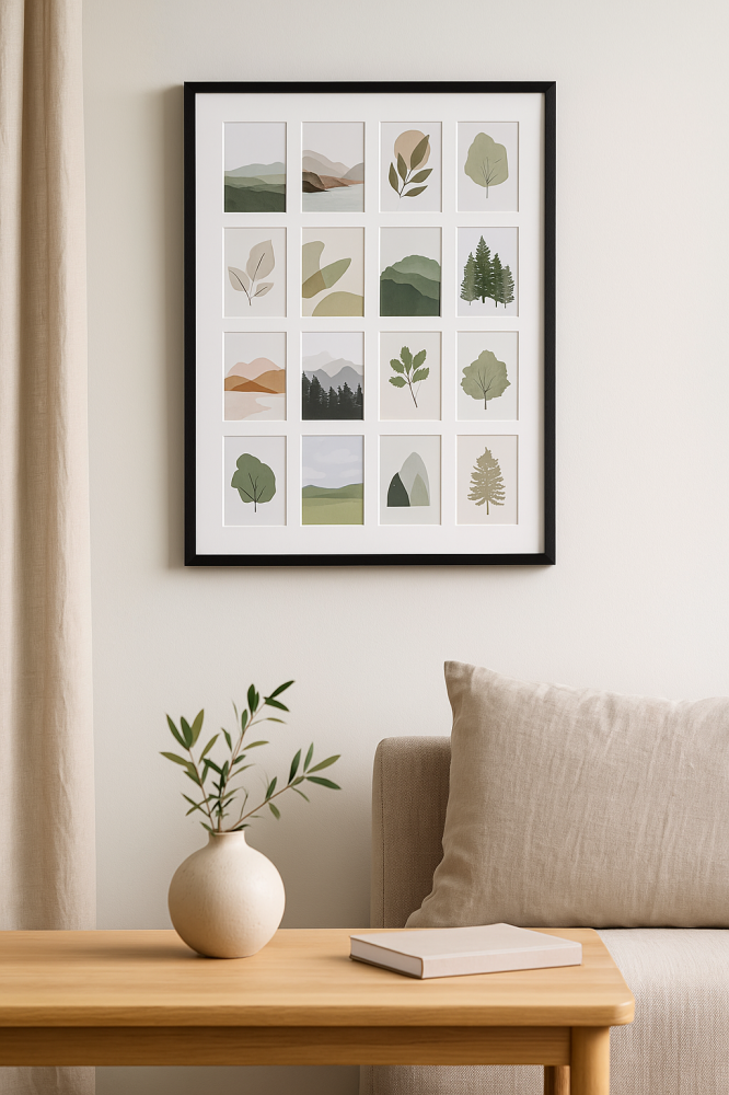 Madeira preta - Colagem de 16 quadros