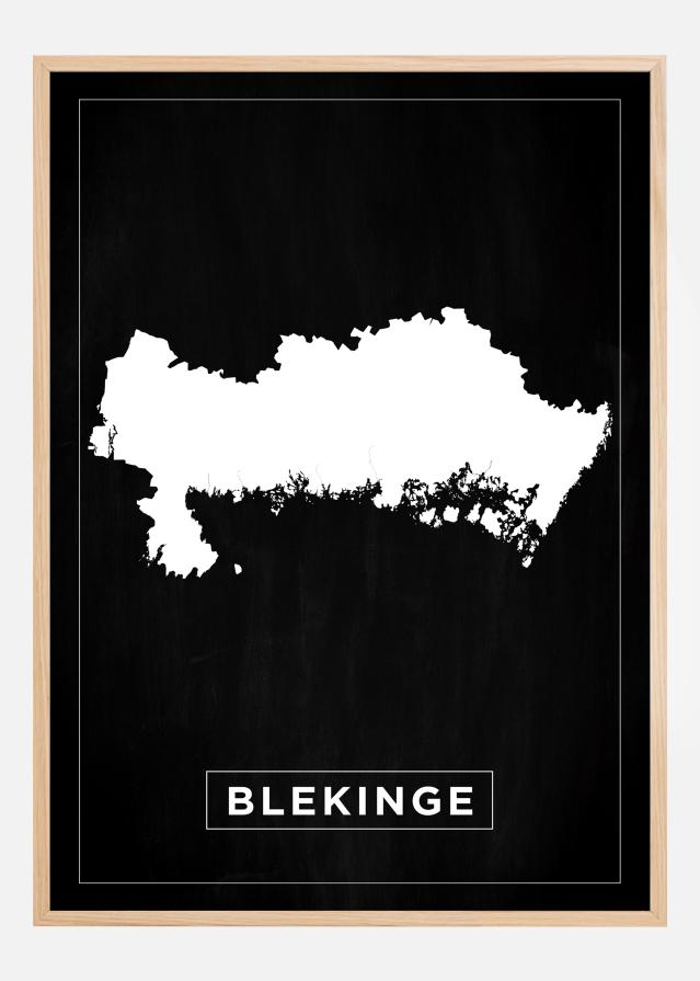 Mapa - Blekinge - Cartaz Preto