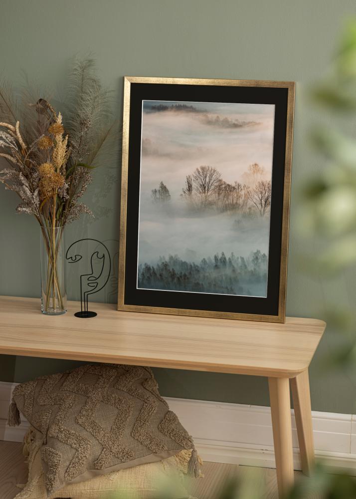 Moldura Stilren Dourado 50x60 cm - Passe-partout Preto 37x46 cm