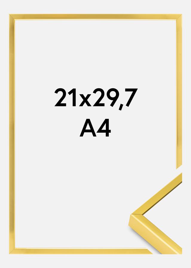 Moldura em alumínio Vidro acrílico Dourado 21x29,7 cm (A4)