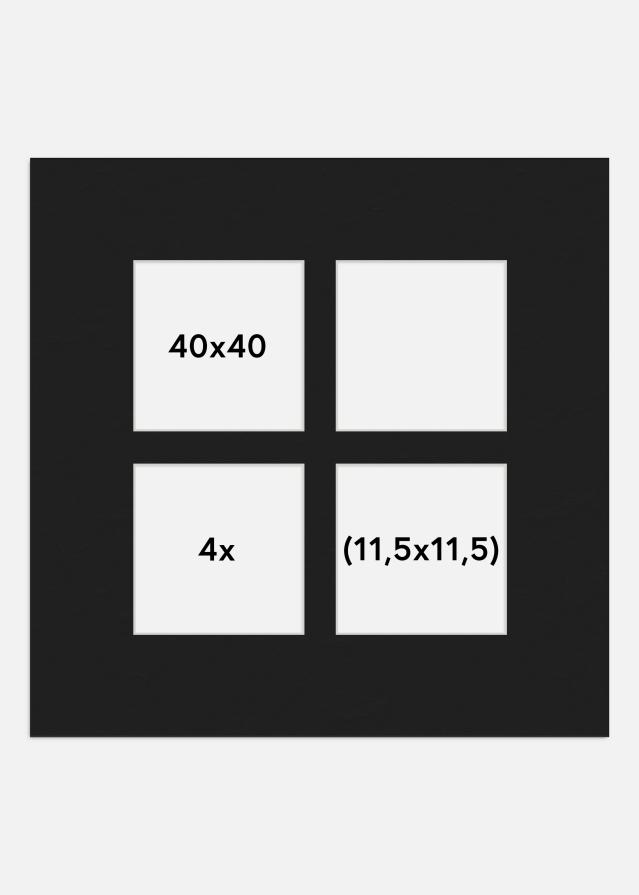 Passe-partout Preto para conjunto de 4 fotos (bordo interior branco) 40x40 cm