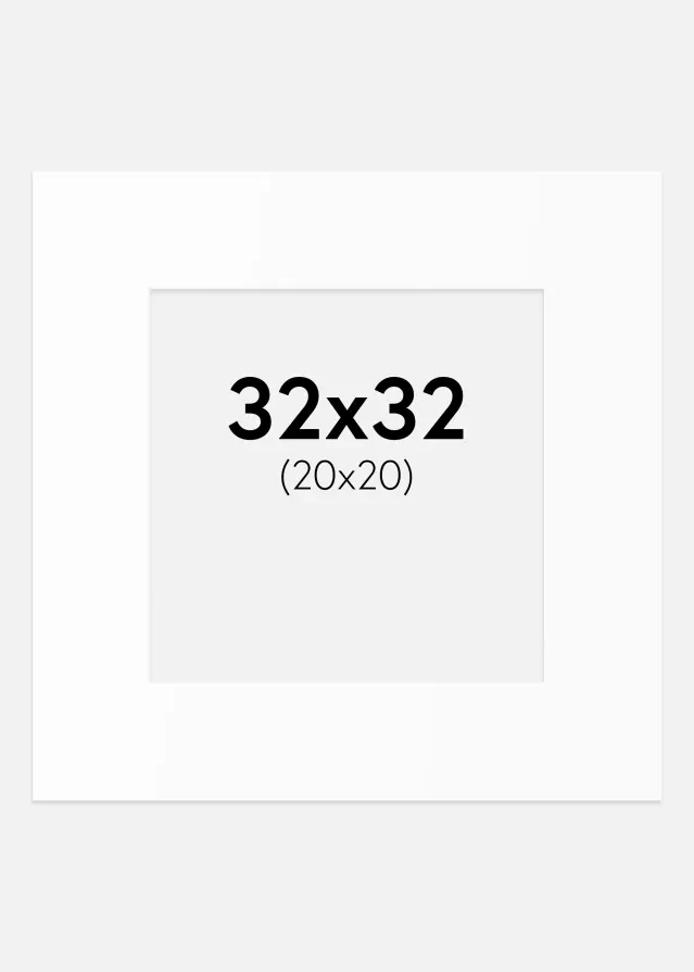 Passe-partout Branco Padrão (Bordo interior branco) 32x32 cm (20x20)