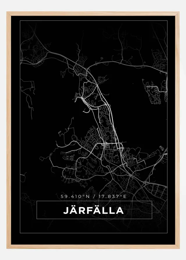 Mapa - Järfälla - Cartaz Preto