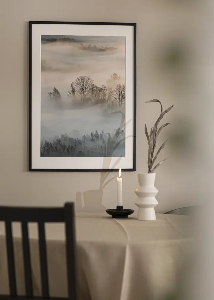 Moldura Kaspar Preto 50x50 cm - Passe-partout Branco 40x40 cm