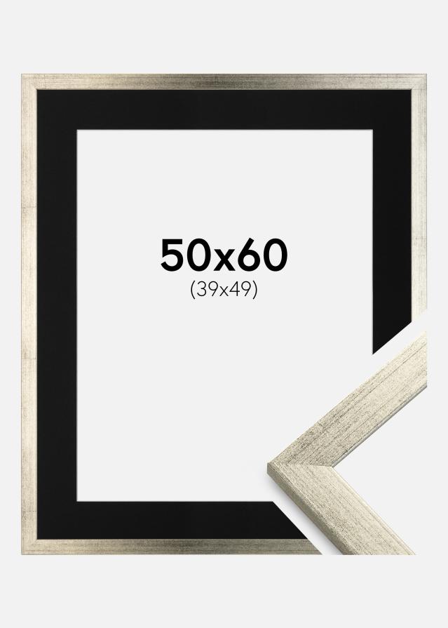 Moldura Stilren Prateado 50x60 cm - Passe-partout Preto 40x50 cm