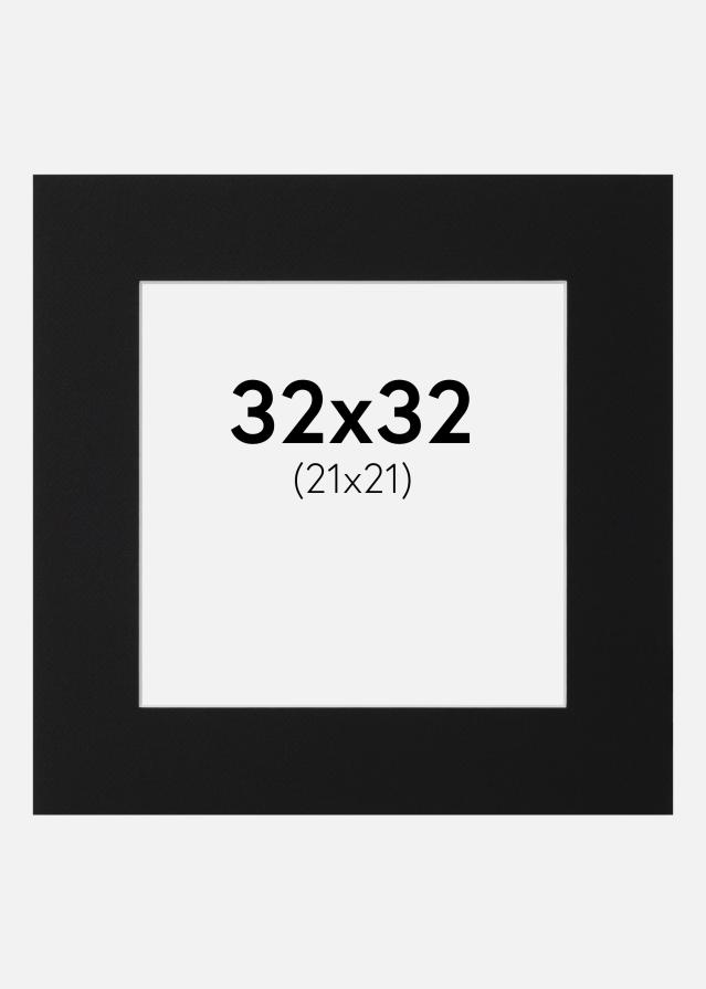 Passe-partout Preto Padrão (Bordo interior branco) 32x32 cm (21x21)